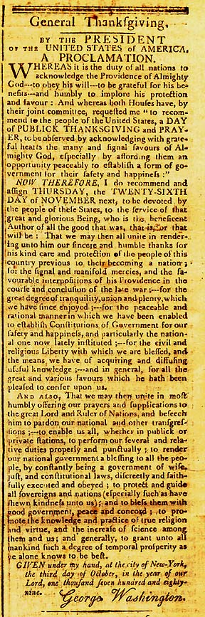 Washingtons Thanksgiving Proclamation in Mass Centinel 1789 Where Did Thanksgiving Come From and Why Do We Celebrate It? 