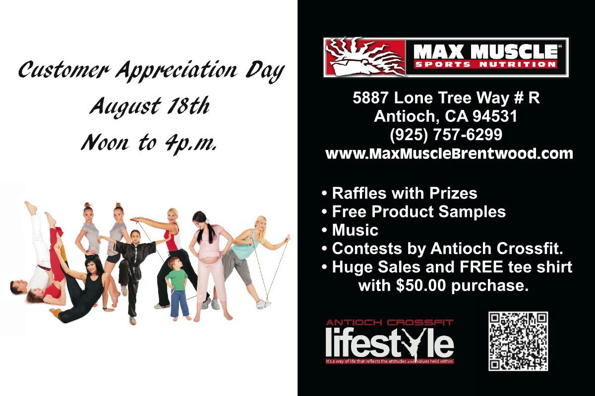  Max Muscle to Celebrate Customer Appreciation Day August 18