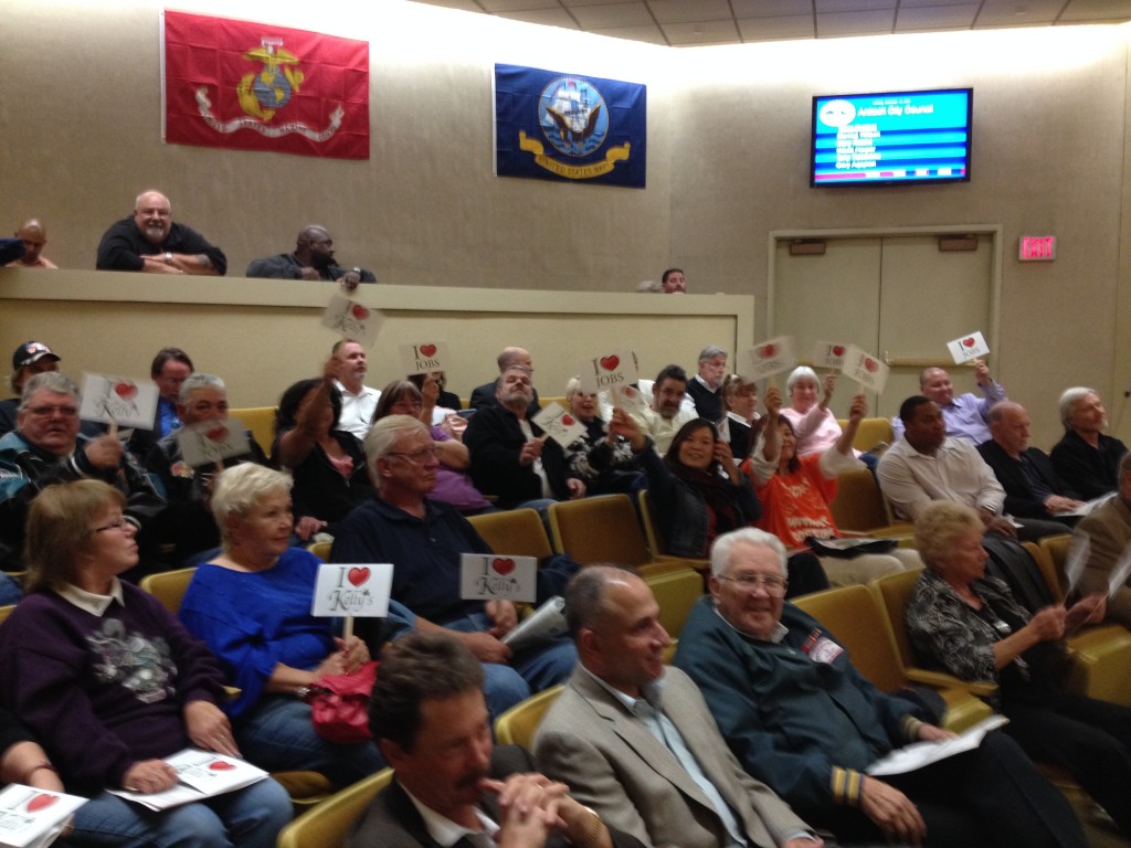 Antioch residents show support for Kelly's at the Council meeting on Tuesday night November 12, 2013.