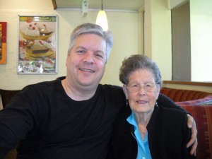 With Grandma for her 93rd birthday, February, 2012.