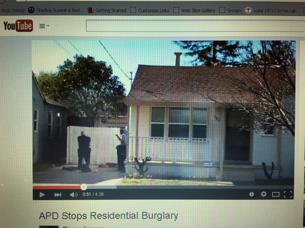 Pic of YouTube video of foiled burglary