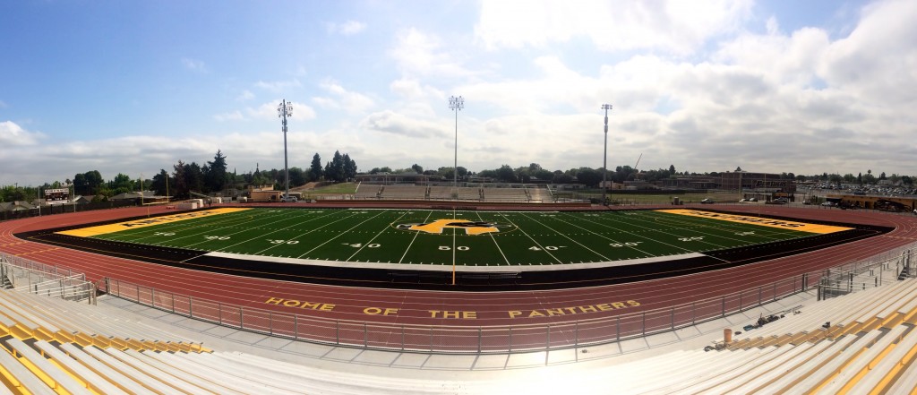 A panorama of the new Antioch High football stadium and track. Photo by Luke Johnson