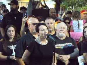 Lumpy's mother, Kathy Sturgill speaks to those gathered, last Friday night.