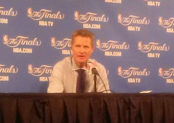 Warriors Head Coach Steve Kerr at the press conference following their Game 1 Finals victory.