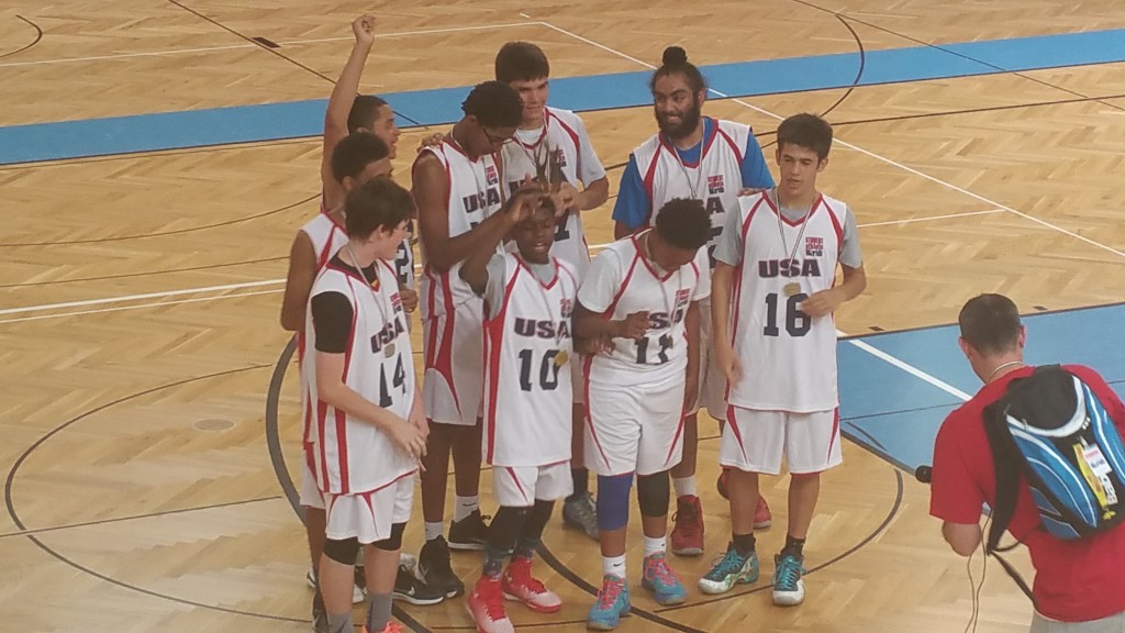 The USA Basketball 16 and Under boys championship team. 