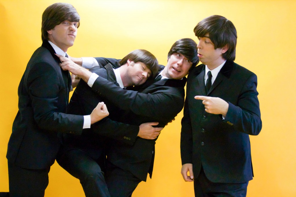 Remake of a photo of the Beatles on the Ed Sullivan Show (l-r) Nate Bott ("John"), Axel Clarke ("Ringo"), Jesse Wilder ("George") and Chris Paul Overall ("Paul")
