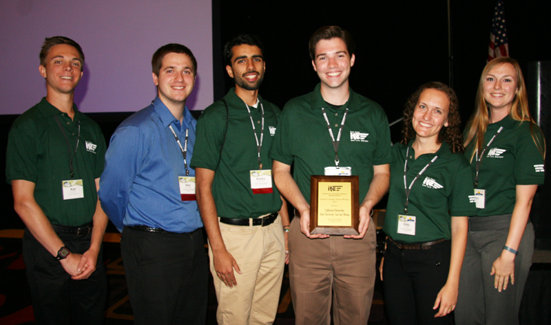 Cal Poly ITE, a student chapter of the Institute of Transportation Engineering, was recently named ITE's chapter of the year for the second consecutive year. Pictured, from left to right, are chapter officers Karl Schmidt, treasurer; Alex Chambers, secretary; Bobby Sidhu, marketing coordinator and Engineering Student Council representative; Kevin Carstens, president; Krista Purser, vice president; and Kelsey Littell, events coordinator (first from left).