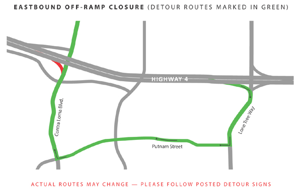 Hwy 4 eastbound off-ramp closure Nov 7-13