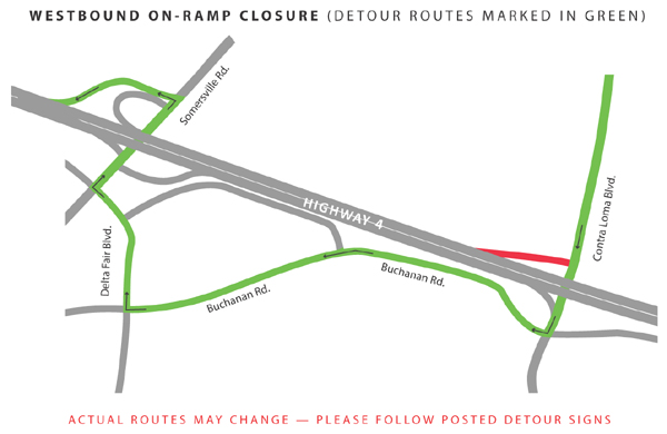 Hwy 4 westbound on-ramp closure Nov 7-13