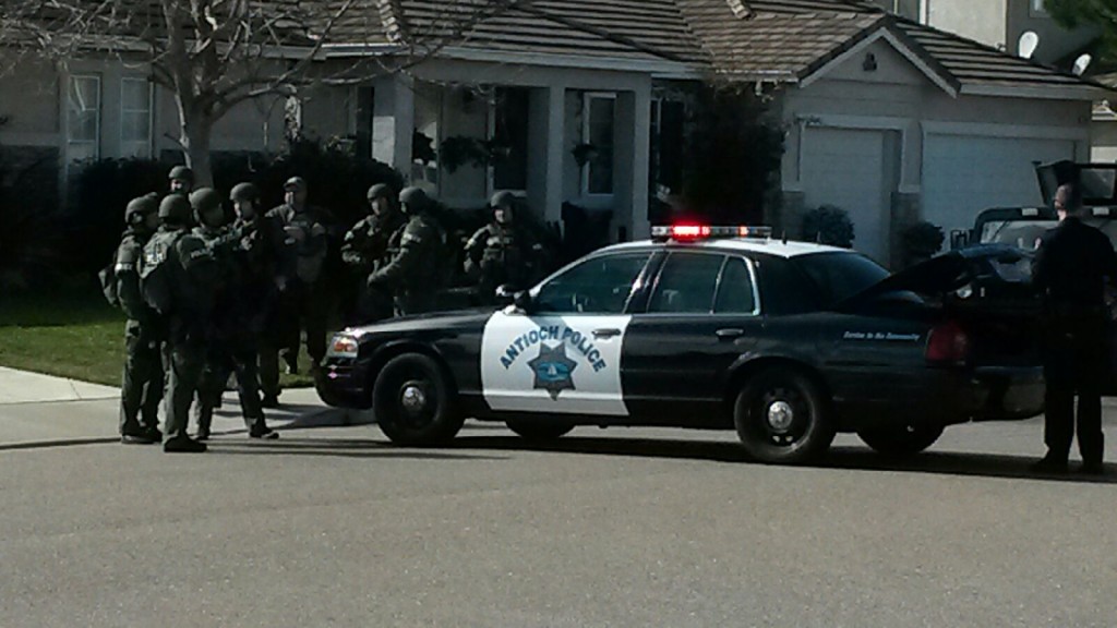 Antioch SWAT team searches for burglary suspects, Saturday morning, January 30th. 