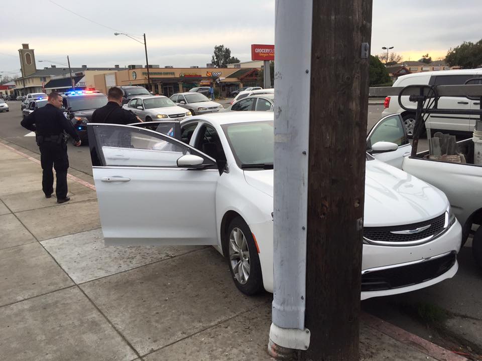 Car chase ends in crash, on-foot pursuit and arrest of driver. photo by Allen Payton