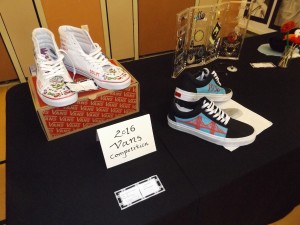 Special designs of pairs of Vans shoes were part of the art show.