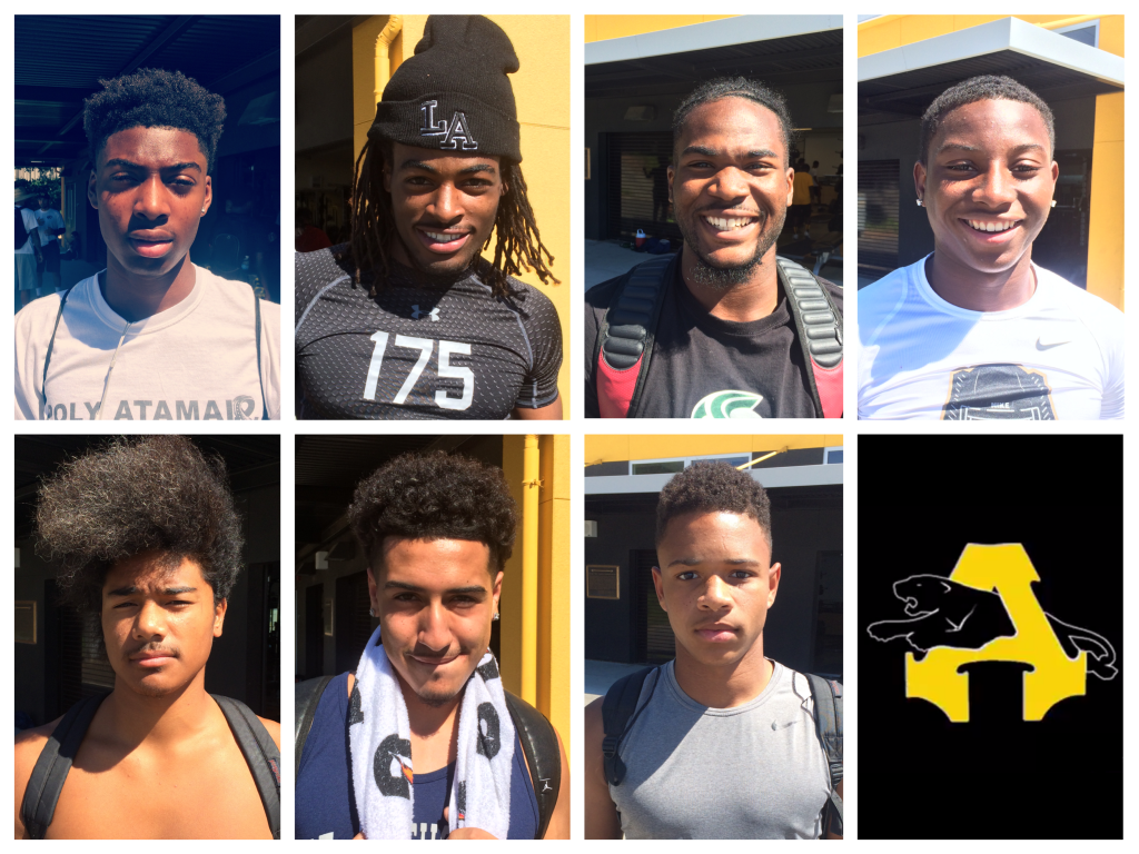 Antioch High School Varsity football players from left to right, top to bottom: