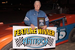 At 87 years of age, Limited Late Model feature winner Larry Damitz #15 is still not slowing down.  Photo By Paul Gould Photography