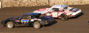 Hobby Stock point leader Guy Ahlwardt #10 and Jordan Swank #73 get ready to start their race.  Photo by Ryan Brown