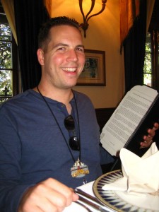 Joshua Shaffer eating lunch at the secretive Club 33 at Disneyland in October, 2012.