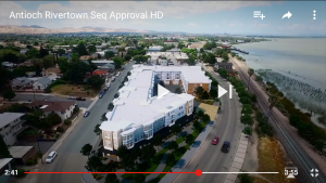 A screenshot of the proposed townhomes on the old lumber company lot, aka "The Yard" from the City of Antioch's new promotional video.