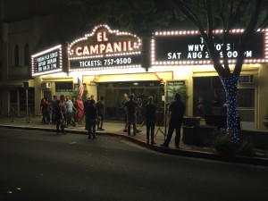 Shooting outside El Campanil Theatre.