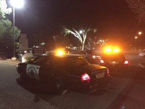 Two Antioch Police cars blocked the entrance to the marina parking lot.