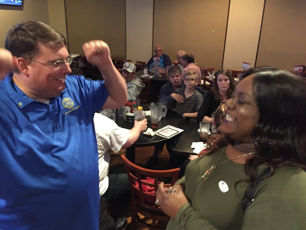 Expected Antioch Mayor-elect Dr. Sean Wright celebrates the positive election results with Antioch business owner Elise Veal, other supporters, friends and family at Tailgaters on Tuesday night.