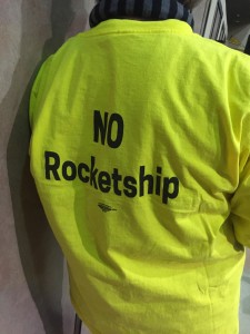 A shirt worn by an opponent of the Rocketship charter school in Antioch.